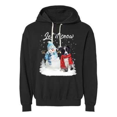 Border Collie Santa Dog Christmas Snow Xmas Pajama Meaningful Gift Garment-Dyed Fleece Hoodie