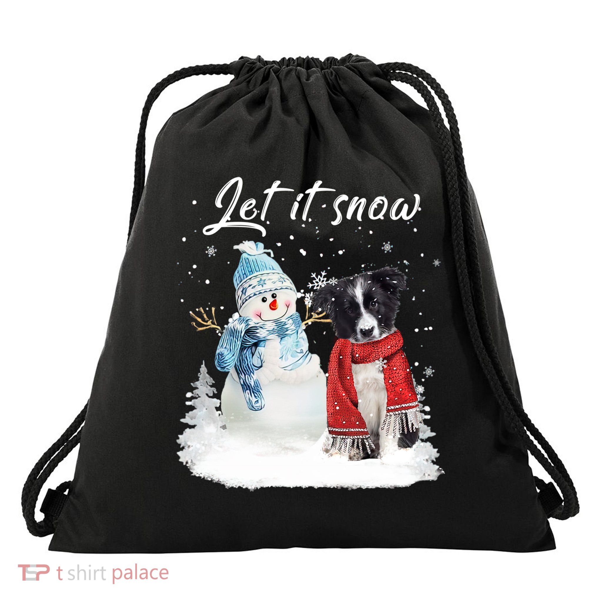 Border Collie Santa Dog Christmas Snow Xmas Pajama Meaningful Gift Drawstring Bag