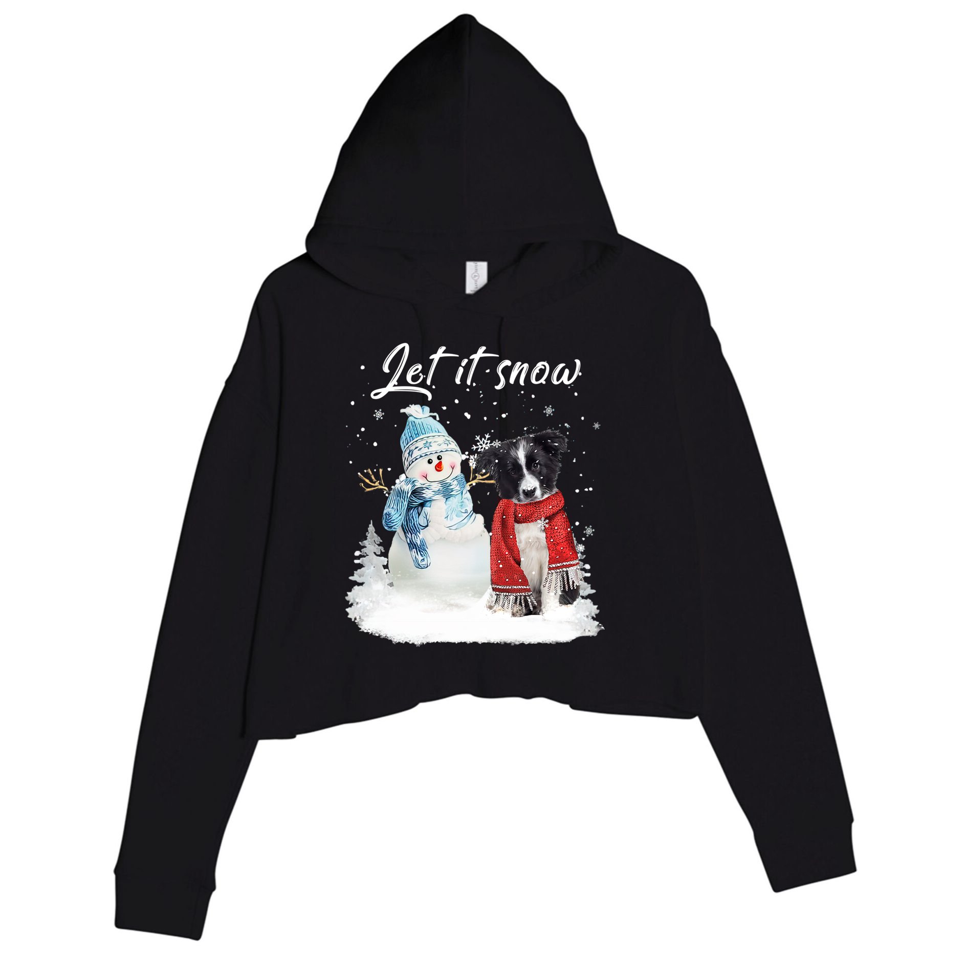 Border Collie Santa Dog Christmas Snow Xmas Pajama Meaningful Gift Crop Fleece Hoodie