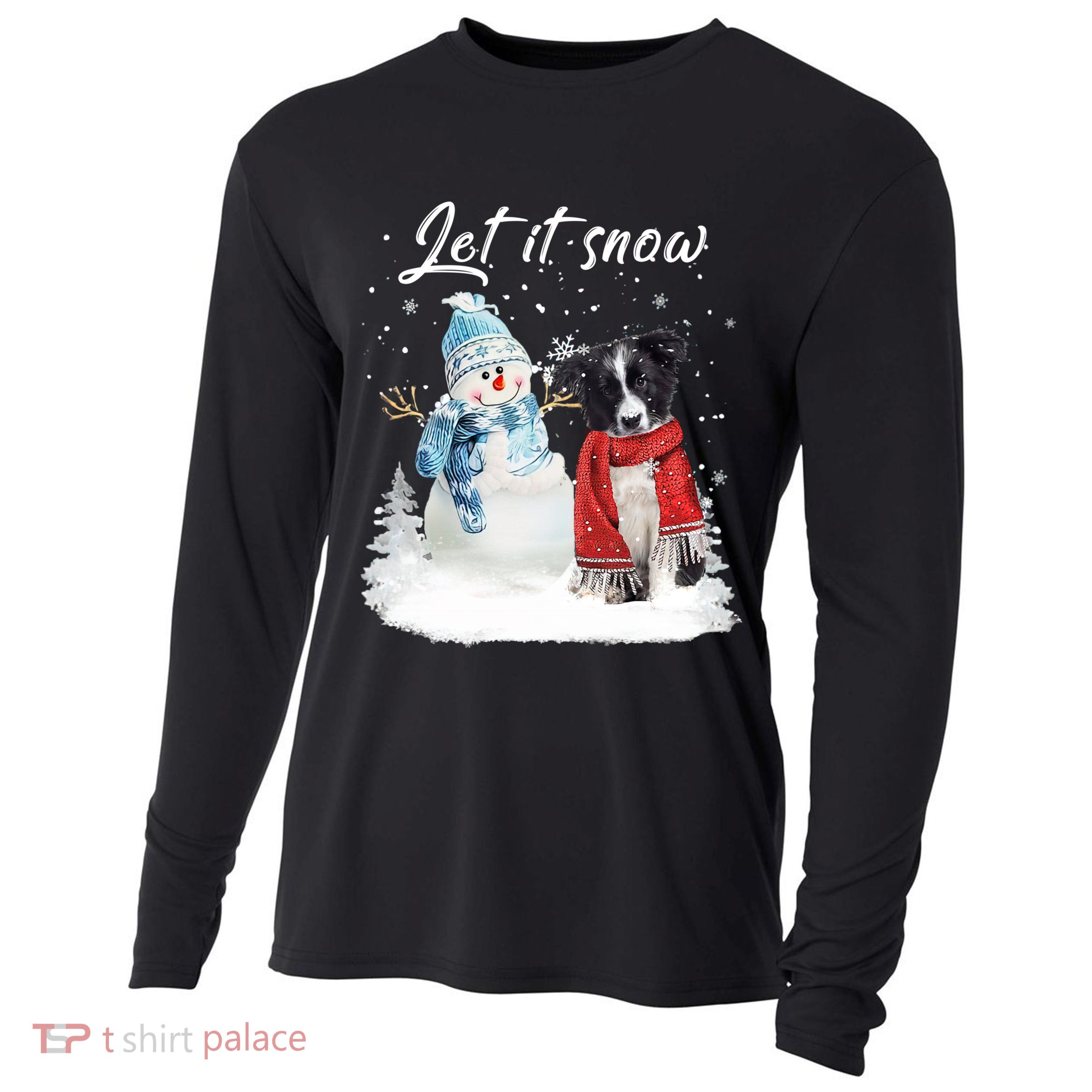 Border Collie Santa Dog Christmas Snow Xmas Pajama Meaningful Gift Cooling Performance Long Sleeve Crew