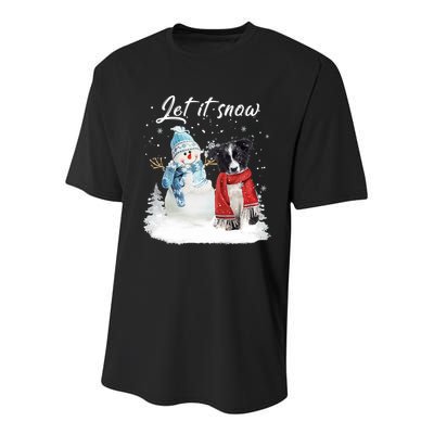 Border Collie Santa Dog Christmas Snow Xmas Pajama Meaningful Gift Youth Performance Sprint T-Shirt