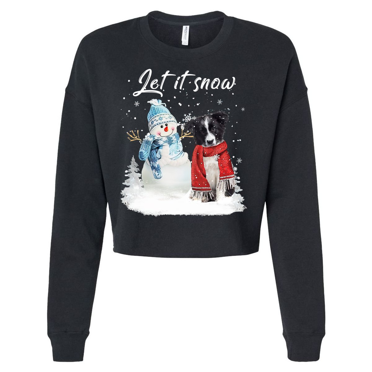 Border Collie Santa Dog Christmas Snow Xmas Pajama Meaningful Gift Cropped Pullover Crew