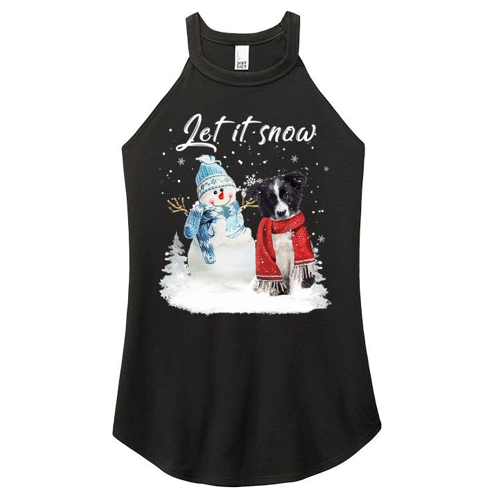 Border Collie Santa Dog Christmas Snow Xmas Pajama Meaningful Gift Women's Perfect Tri Rocker Tank