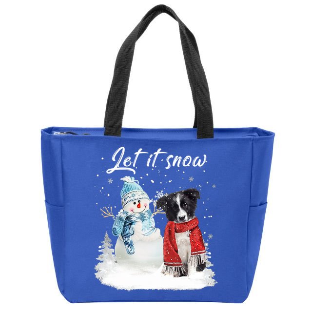 Border Collie Santa Dog Christmas Snow Xmas Pajama Meaningful Gift Zip Tote Bag