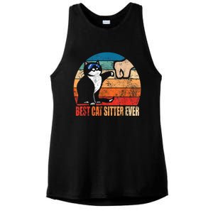 Best Cat Sitter Ever Funny Fist Bump Ladies PosiCharge Tri-Blend Wicking Tank