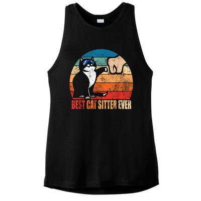 Best Cat Sitter Ever Funny Fist Bump Ladies PosiCharge Tri-Blend Wicking Tank