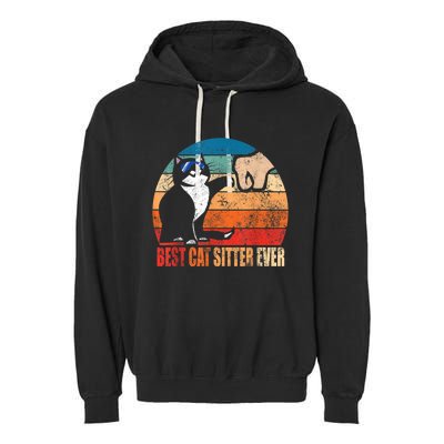 Best Cat Sitter Ever Funny Fist Bump Garment-Dyed Fleece Hoodie