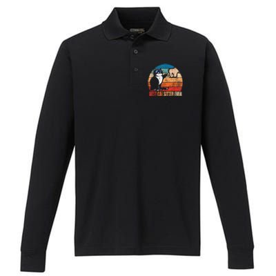 Best Cat Sitter Ever Funny Fist Bump Performance Long Sleeve Polo