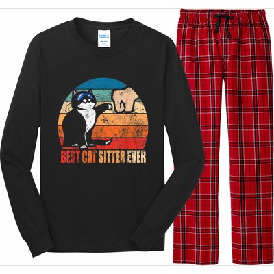 Best Cat Sitter Ever Funny Fist Bump Long Sleeve Pajama Set