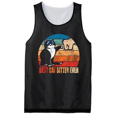 Best Cat Sitter Ever Funny Fist Bump Mesh Reversible Basketball Jersey Tank