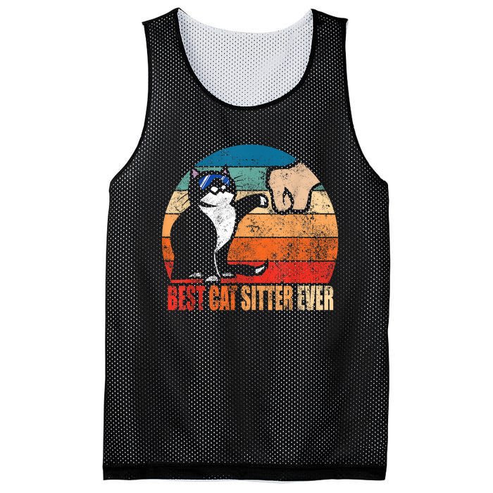 Best Cat Sitter Ever Funny Fist Bump Mesh Reversible Basketball Jersey Tank