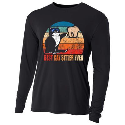 Best Cat Sitter Ever Funny Fist Bump Cooling Performance Long Sleeve Crew