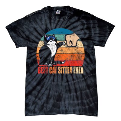 Best Cat Sitter Ever Funny Fist Bump Tie-Dye T-Shirt