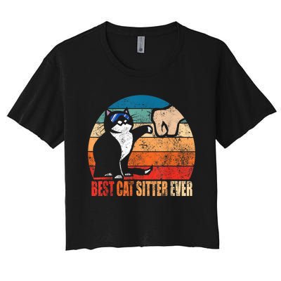 Best Cat Sitter Ever Funny Fist Bump Women's Crop Top Tee