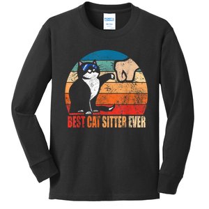 Best Cat Sitter Ever Funny Fist Bump Kids Long Sleeve Shirt