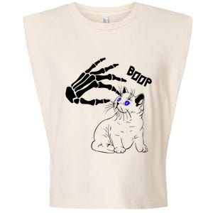 Black Cat Skeleton Hand Boop Halloween Pet Gift Garment-Dyed Women's Muscle Tee