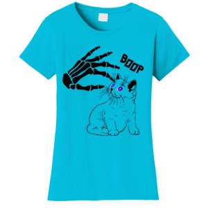 Black Cat Skeleton Hand Boop Halloween Pet Gift Women's T-Shirt