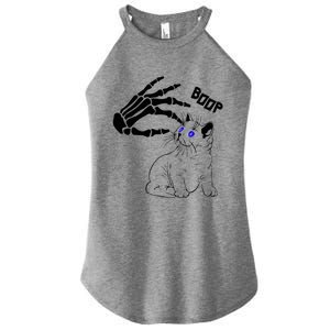 Black Cat Skeleton Hand Boop Halloween Pet Gift Women's Perfect Tri Rocker Tank