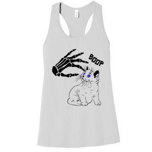 Black Cat Skeleton Hand Boop Halloween Pet Gift Women's Racerback Tank