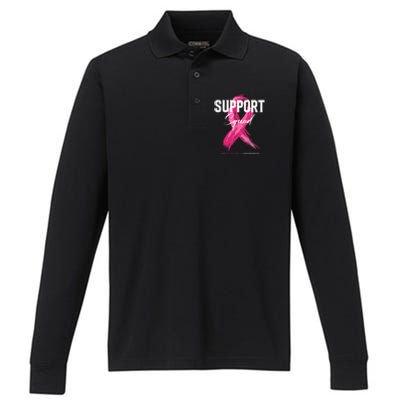 Breast Cancer Support Squad Breast Cancer Awareness Performance Long Sleeve Polo