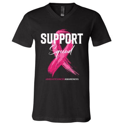 Breast Cancer Support Squad Breast Cancer Awareness V-Neck T-Shirt