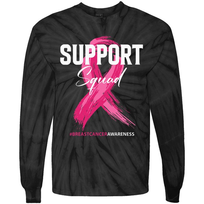 Breast Cancer Support Squad Breast Cancer Awareness Tie-Dye Long Sleeve Shirt