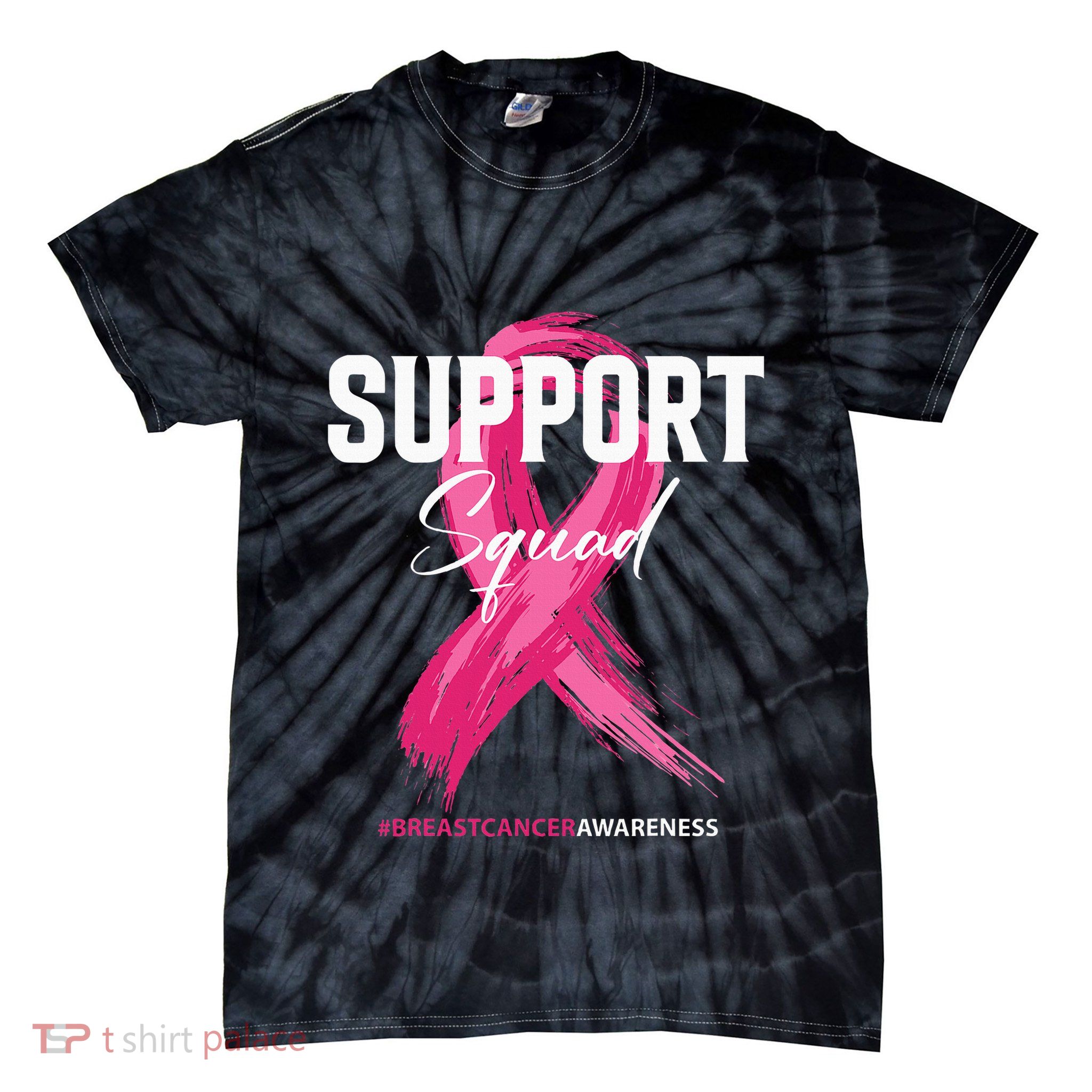 Breast Cancer Support Squad Breast Cancer Awareness Tie-Dye T-Shirt