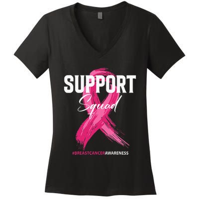 Breast Cancer Support Squad Breast Cancer Awareness Women's V-Neck T-Shirt