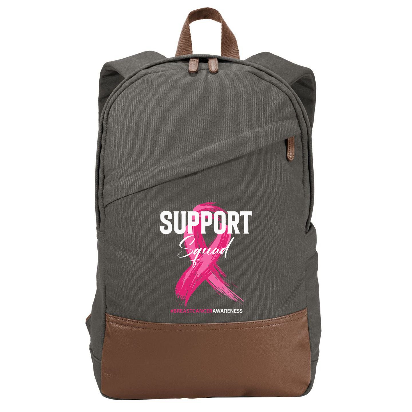 Breast Cancer Support Squad Breast Cancer Awareness Cotton Canvas Backpack