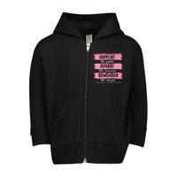 Breast Cancer Support Admire Honor Breast Cancer Awareness Toddler Zip Fleece Hoodie