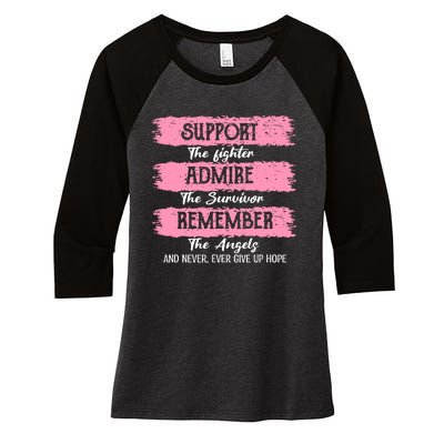 Breast Cancer Support Admire Honor Breast Cancer Awareness Women's Tri-Blend 3/4-Sleeve Raglan Shirt