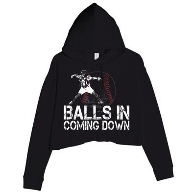 Baseball Catcher Softball Catcher Baseball Fan Crop Fleece Hoodie