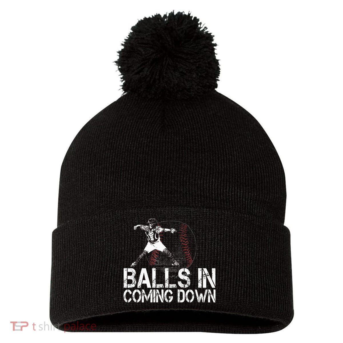 Baseball Catcher Softball Catcher Baseball Fan Pom Pom 12in Knit Beanie