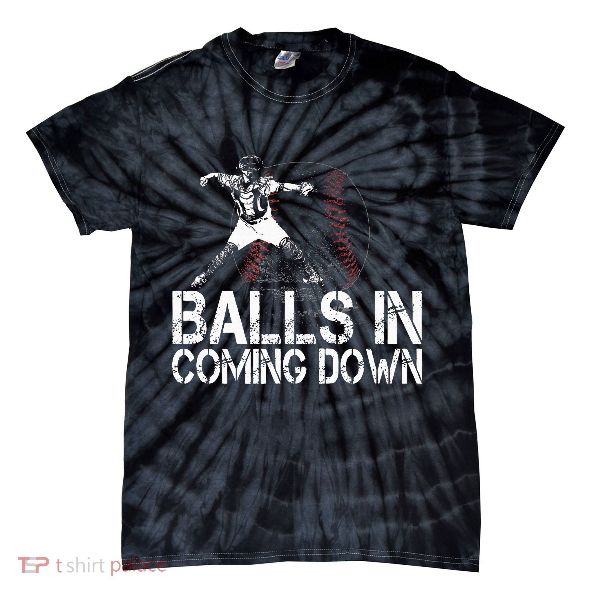 Baseball Catcher Softball Catcher Baseball Fan Tie-Dye T-Shirt