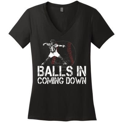 Baseball Catcher Softball Catcher Baseball Fan Women's V-Neck T-Shirt