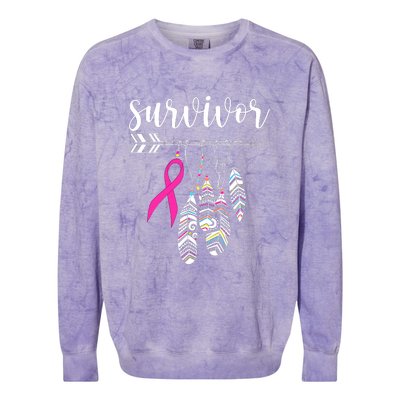 Breast Cancer Survivor Warrior Pink Breast Cancer Ribbon Colorblast Crewneck Sweatshirt