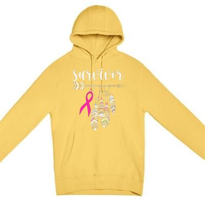 Breast Cancer Survivor Warrior Pink Breast Cancer Ribbon Premium Pullover Hoodie