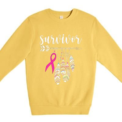 Breast Cancer Survivor Warrior Pink Breast Cancer Ribbon Premium Crewneck Sweatshirt