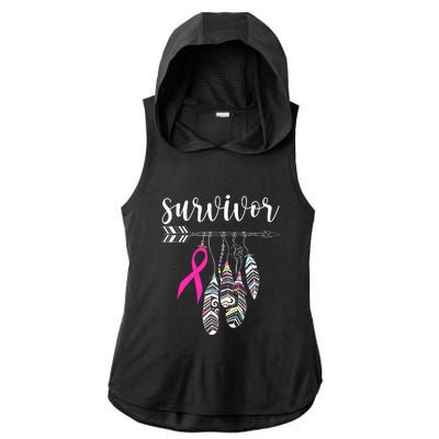 Breast Cancer Survivor Warrior Pink Breast Cancer Ribbon Ladies PosiCharge Tri-Blend Wicking Draft Hoodie Tank