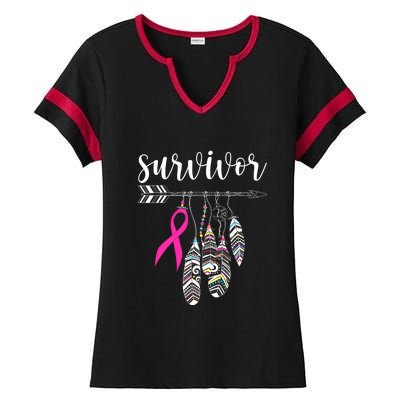 Breast Cancer Survivor Warrior Pink Breast Cancer Ribbon Ladies Halftime Notch Neck Tee