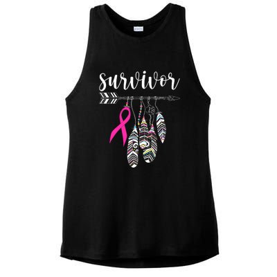 Breast Cancer Survivor Warrior Pink Breast Cancer Ribbon Ladies PosiCharge Tri-Blend Wicking Tank