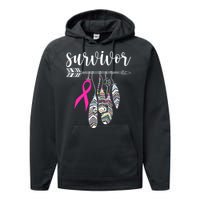 Breast Cancer Survivor Warrior Pink Breast Cancer Ribbon Performance Fleece Hoodie