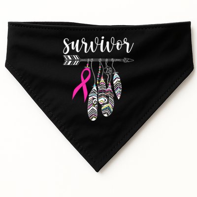 Breast Cancer Survivor Warrior Pink Breast Cancer Ribbon USA-Made Doggie Bandana