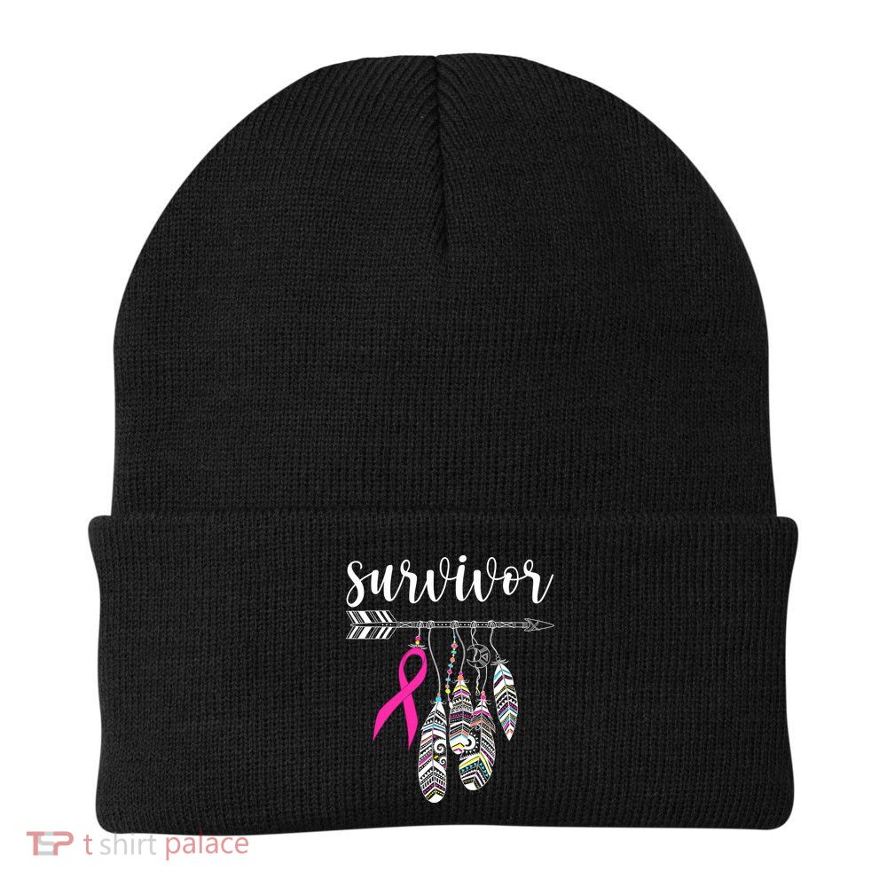 Breast Cancer Survivor Warrior Pink Breast Cancer Ribbon Beanie