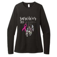 Breast Cancer Survivor Warrior Pink Breast Cancer Ribbon Womens CVC Long Sleeve Shirt