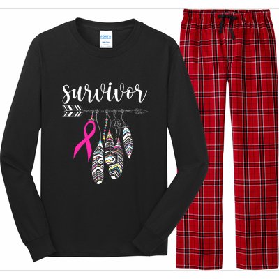 Breast Cancer Survivor Warrior Pink Breast Cancer Ribbon Long Sleeve Pajama Set