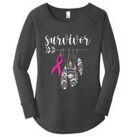 Breast Cancer Survivor Warrior Pink Breast Cancer Ribbon Women's Perfect Tri Tunic Long Sleeve Shirt