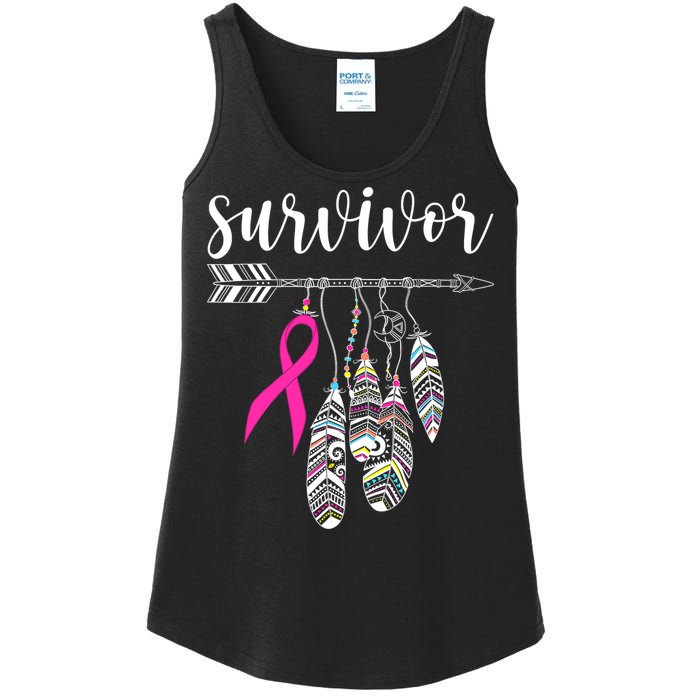 Breast Cancer Survivor Warrior Pink Breast Cancer Ribbon Ladies Essential Tank