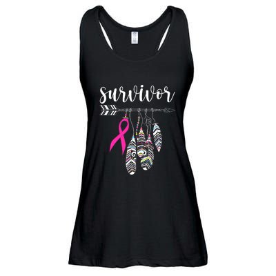 Breast Cancer Survivor Warrior Pink Breast Cancer Ribbon Ladies Essential Flowy Tank