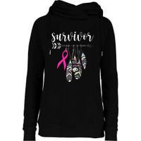 Breast Cancer Survivor Warrior Pink Breast Cancer Ribbon Womens Funnel Neck Pullover Hood